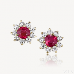 round ruby earrings with diamond halos RCBGMCI