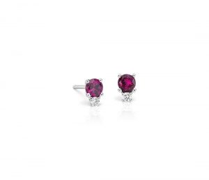 ruby earrings ruby and diamond stud earrings in 18k white gold (4mm) UDRNTUJ