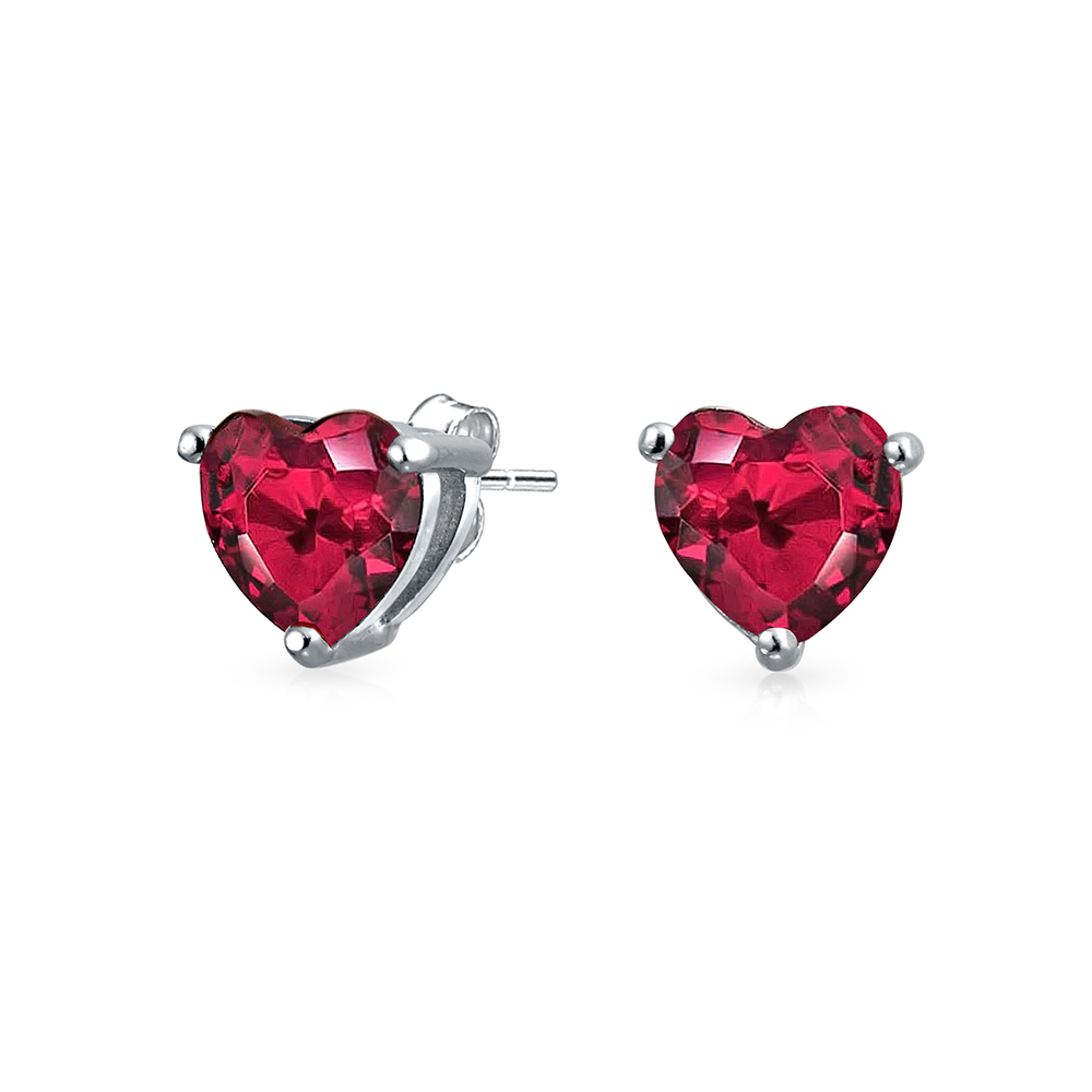 ruby jewelry bling jewelry july birthstone silver ruby red color cz heart stud earrings CCUQUQF
