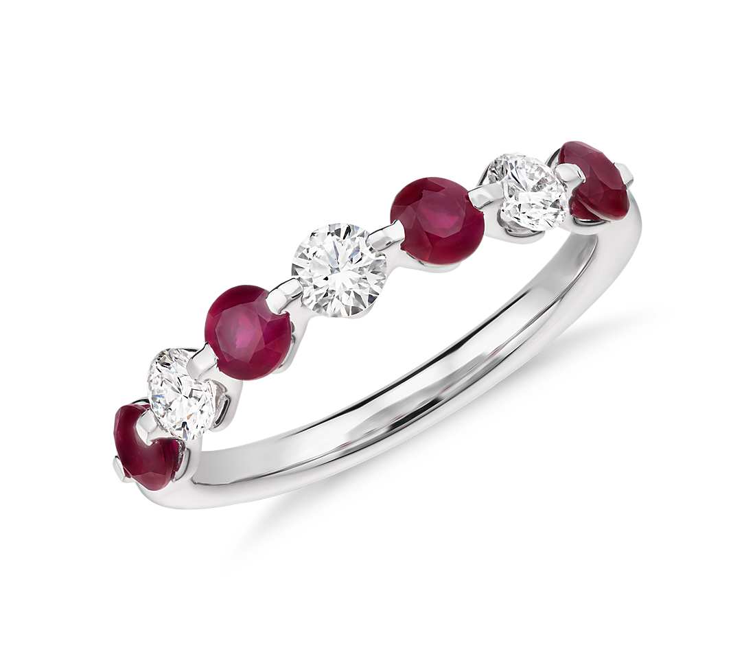 ruby jewelry classic floating ruby and diamond ring in platinum (3/8 ct. tw. LHKEOGT