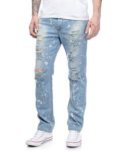 rustic dime acid drop light blue destroyed jeans DEIEHQI