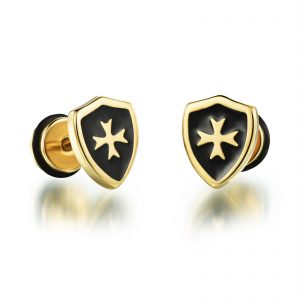 samll cool man cross stud earrings for men punk style gold ptelad EVUNOFP