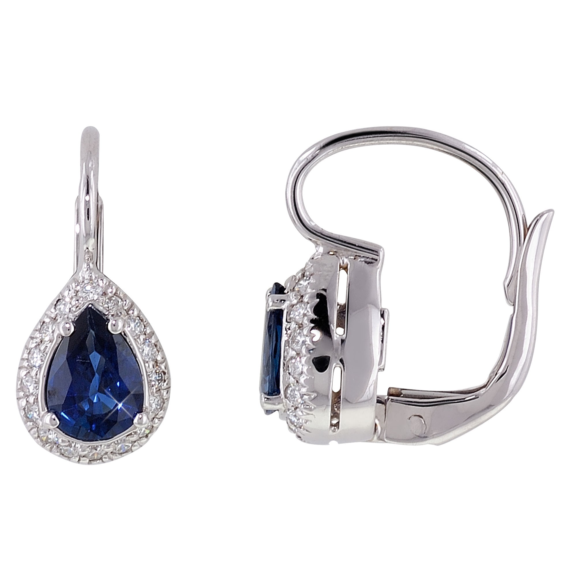 sapphire leverback earrings in 18kt white gold with diamonds (1/3ct tw) OFPMQDC