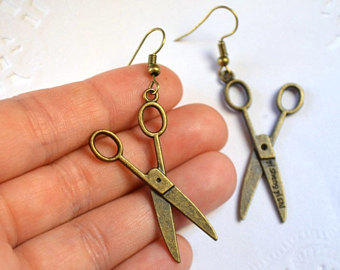 scissor bronze jewelry cute earrings crafter gift for women dangle earrings LFYJXZN