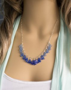 sea glass necklace - the jessica design with cobalt to cornflower sea MBKJETY