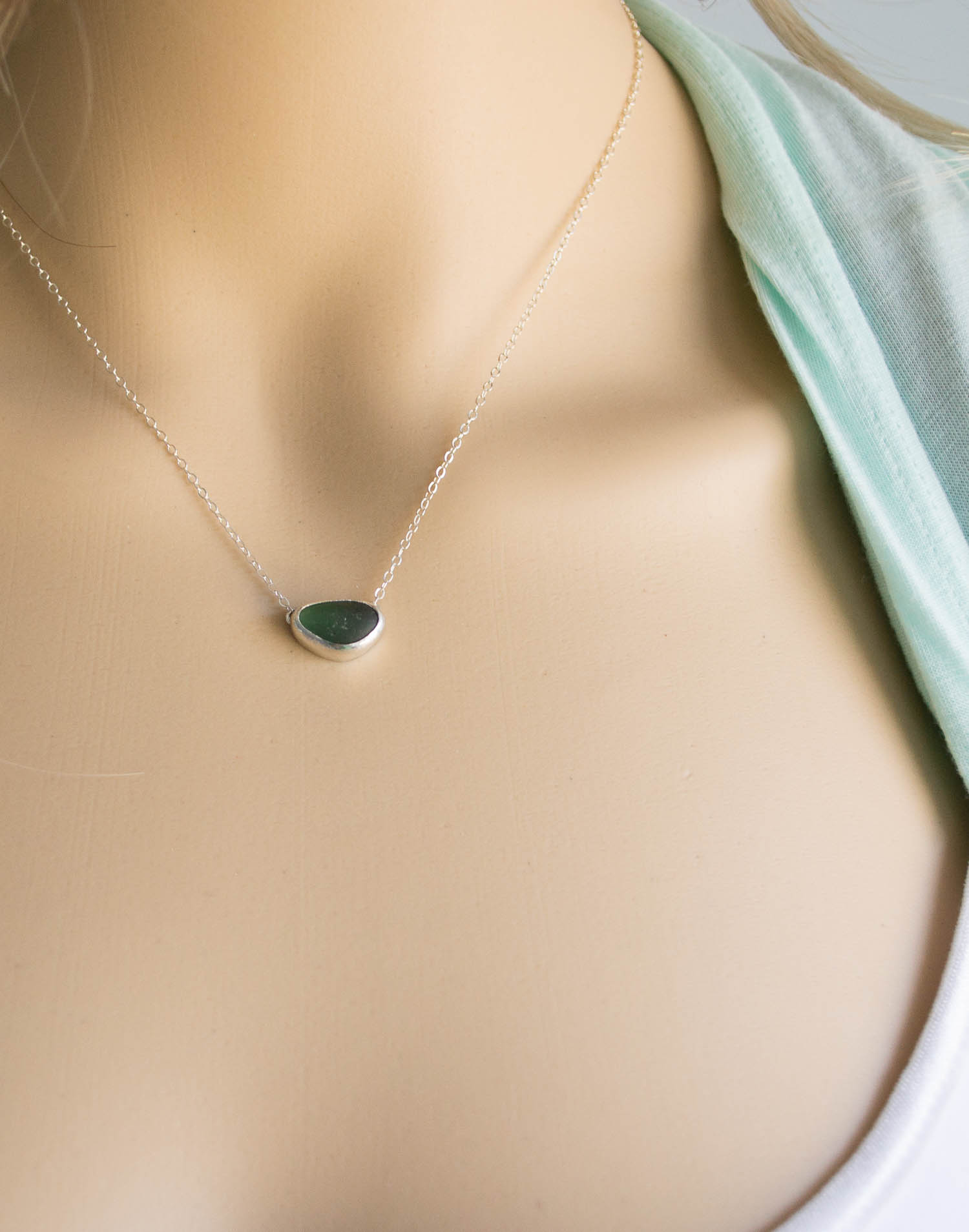 sea glass necklace - the linda in olive green sea glass OHCXXSK
