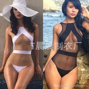 sexy swimsuit discount new mesh black one piece swimwear sexy see through bikini monokini  vintage EKTXKBO