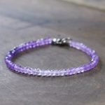 shaded amethyst bracelet, ombre purple gemstone beaded bracelet, light to  deep INXEQFD