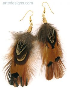 short ringneck pheasant feather earrings NACVOYM