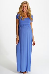 short sleeve maxi dress periwinkle solid short sleeve maternity maxi dress ... BIQYKKT