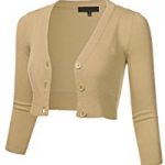 shrug sweater women solid button down 3/4 sleeve cropped bolero cardigan sweater (s-4x) FYNRGPP