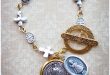 sideways cross bracelet - religious jewelry - st. benedict - infant of FNCMSNF