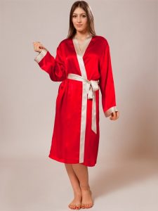 silk robes ... luxury silk robe_cherry/champagne ... EQFPBZE