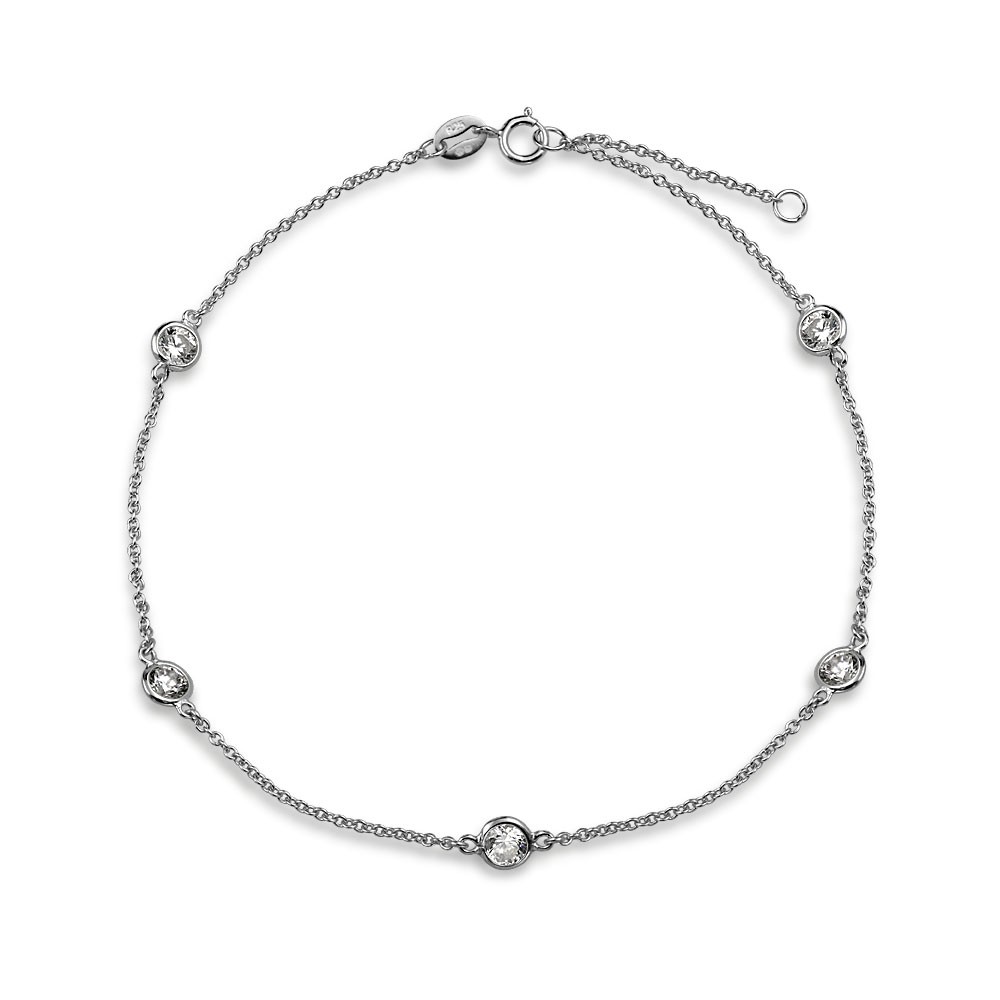 silver ankle bracelet bling jewelry cz by the inch sterling silver cz anklet 9in VHQCLZF