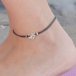 silver ankle bracelet om anklet, dainty black cord anklet with silver om charm, ankle bracelet, PAYHBOR