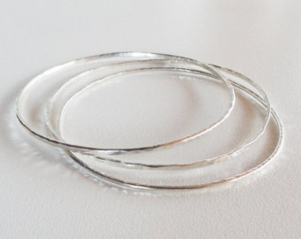 silver bangle bracelet sterling silver bangle bracelets set of 3, 925 sterling silver, 2mm silver UYGAKNL