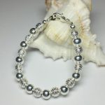 silver bead bracelet 20% discount sale, girls silver beaded bracelet, kids bracelet, silver  handmade WXFRVHY