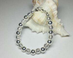 silver bead bracelet 20% discount sale, girls silver beaded bracelet, kids bracelet, silver  handmade WXFRVHY