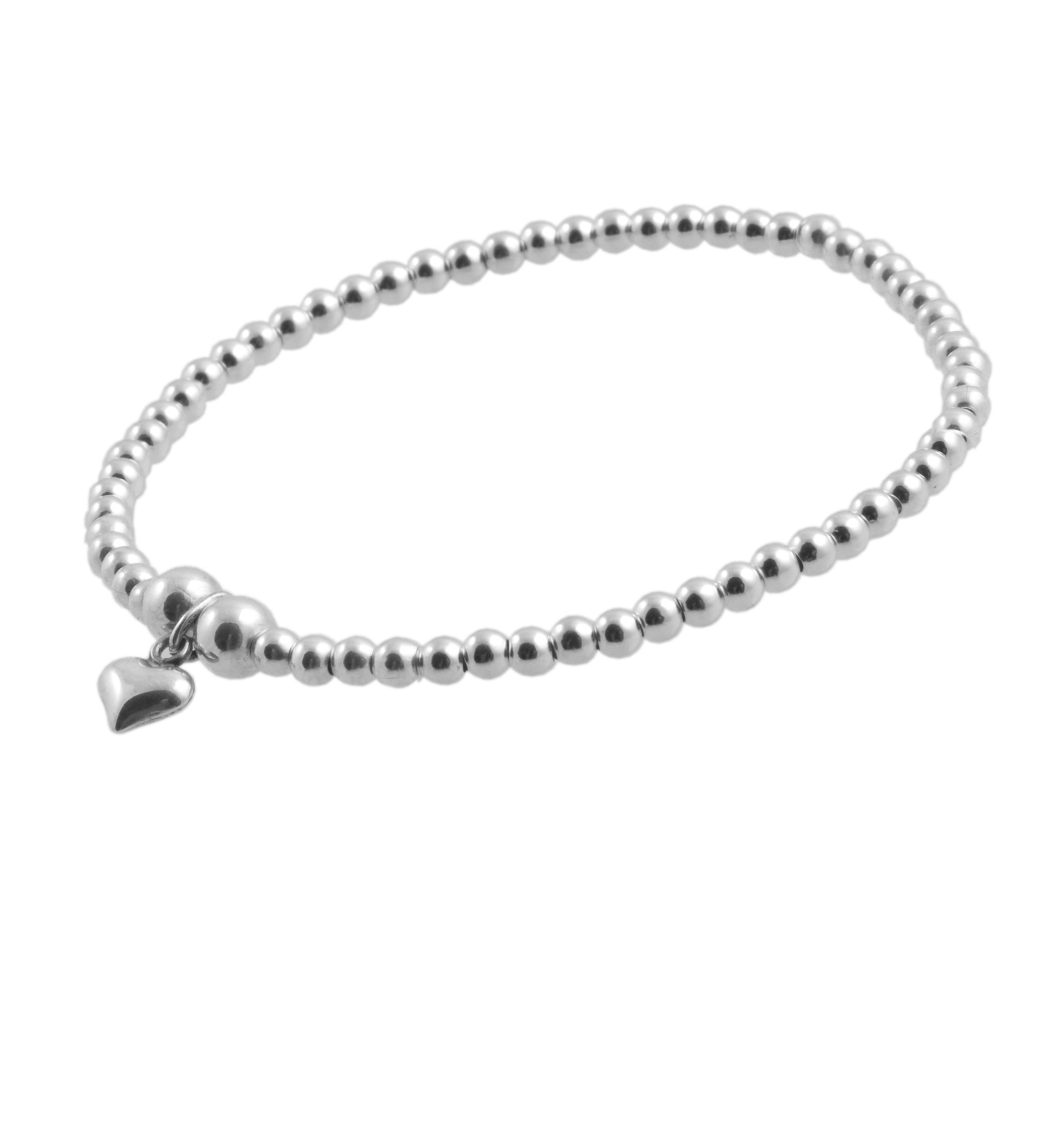 silver bead bracelet with heart MGKHRVQ