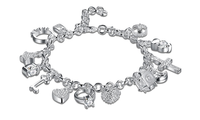 silver charm bracelet charm bracelet with swarovski elements by jewelry elements: charm bracelet  with EADEVBG