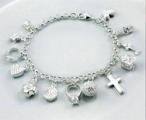 silver charm bracelet JSOEKDK