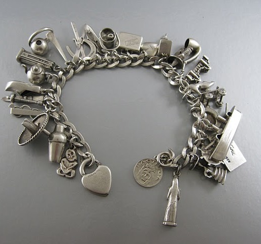silver charm bracelet vintage sterling charm bracelet ... SRCVEZB
