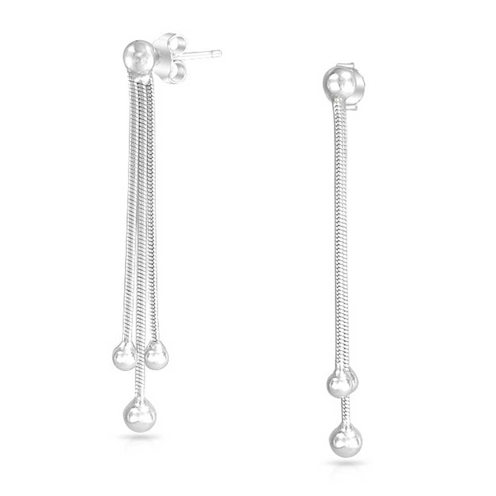 silver dangle earrings bling jewelry triple strand 925 silver box chain ball dangle earrings DOJMLCO
