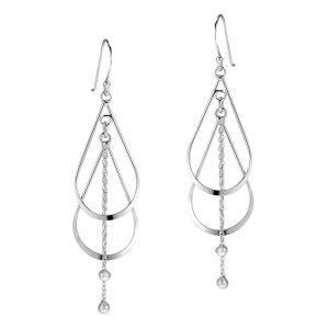 silver dangle earrings the earring design features two see-thru, double tear drops with a silver RIFVDPS