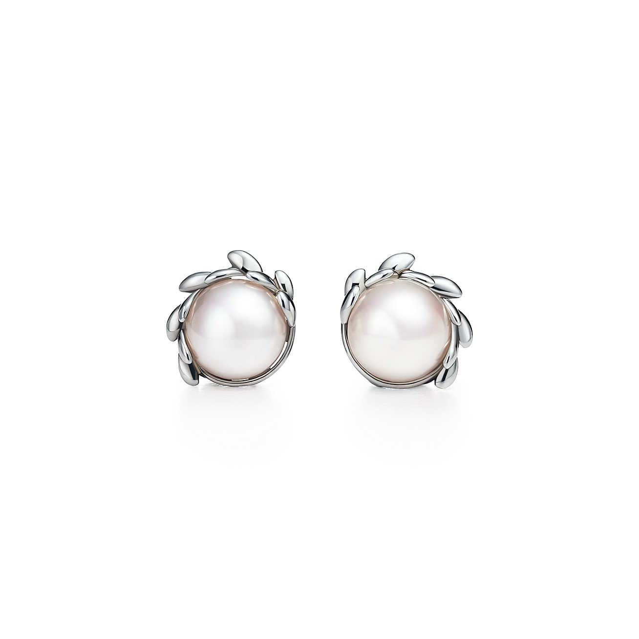silver earrings paloma picasso® olive leaf pearl earrings in sterling silver. | tiffany u0026 AKNHARE