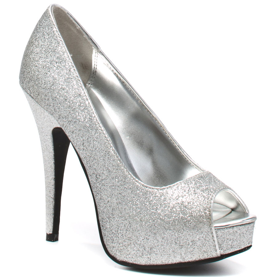 silver glitter heels hot hot - glitter silver main view GFTWZSE