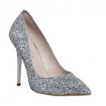 silver glitter heels on to point court heels YOILPHK