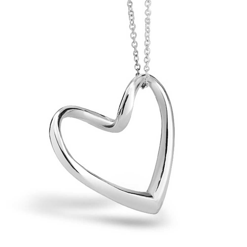 silver heart necklace 925 sterling silver floating heart pendant necklace 16in FOYJMSG