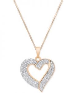 silver heart necklace diamond heart pendant necklace (1/2 ct. t.w.) in sterling silver, SBYRLQS