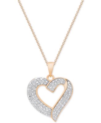 silver heart necklace diamond heart pendant necklace (1/2 ct. t.w.) in sterling silver, SBYRLQS