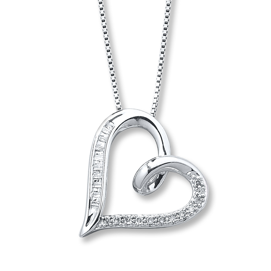 silver heart necklace hover to zoom NBNMCXW