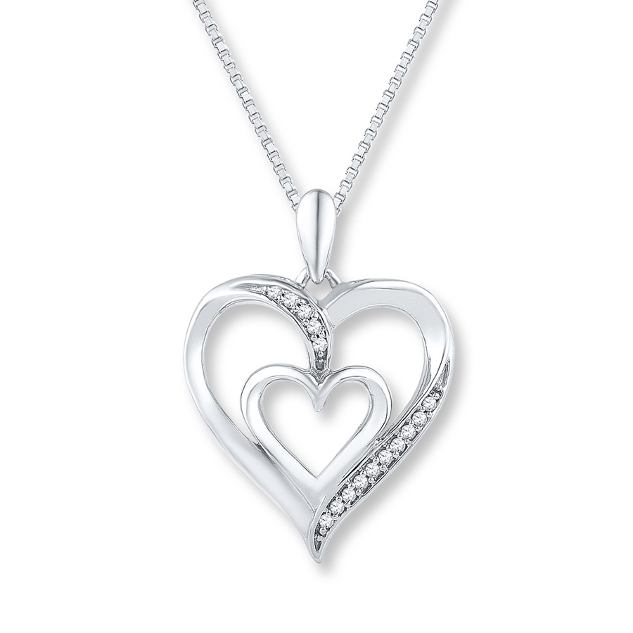 silver heart necklace hover to zoom QBBITHW