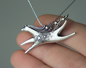 silver horse jewelry, star horse pendant, constellations jewelry, sterling  stars, gift CFEQNTF
