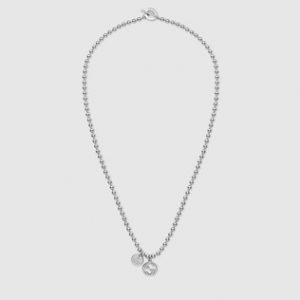 silver necklace necklace in silver with boule chain TCPXJQC