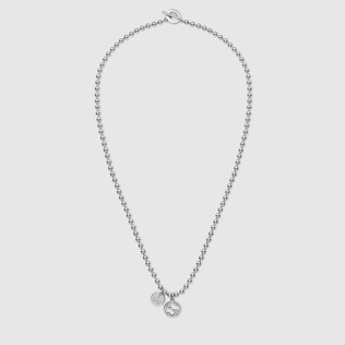 silver necklace necklace in silver with boule chain TCPXJQC