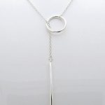 silver necklace sterling silver circle bar lariat necklace NZARXWD