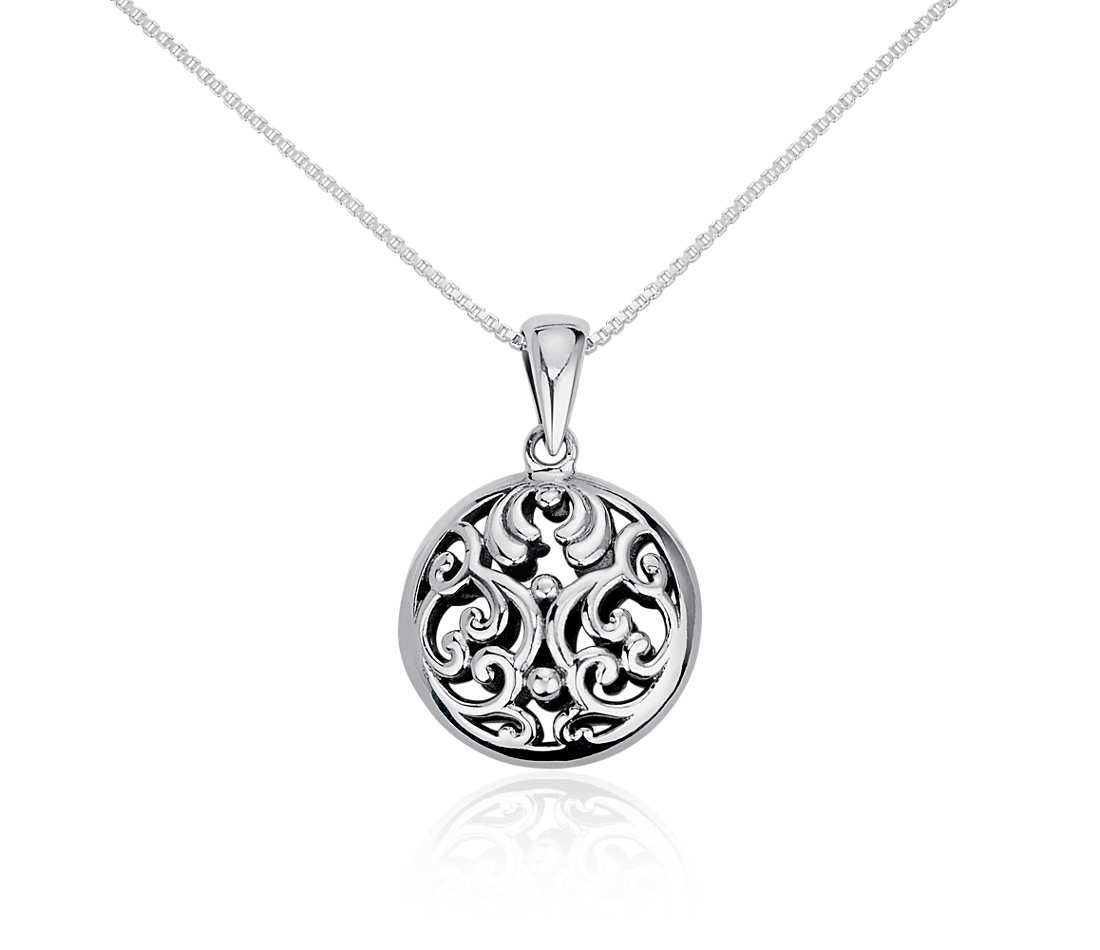 silver pendant filigree circle pendant in sterling silver AUQHSLI