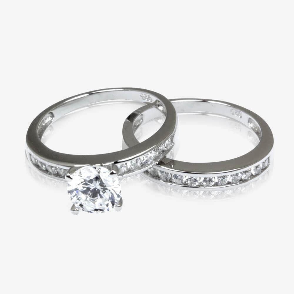 silver rings kirstie sterling silver diamonflashu003csupu003e®u003c/supu003e cubic zirconia duet ring QPONXPF