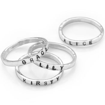 silver rings personalised hammered ring (silver) BGEEUSU