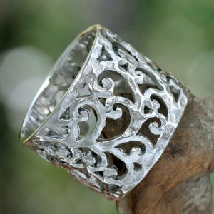 silver rings sterling silver band ring - exotic bali | novica DJMLHMC