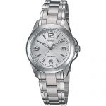silver watch casio womenu0027s silver dial watch, stainless-steel bracelet ZHAHTUF