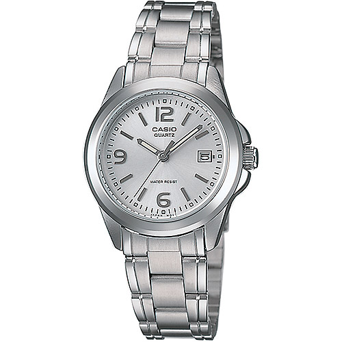 silver watch casio womenu0027s silver dial watch, stainless-steel bracelet ZHAHTUF