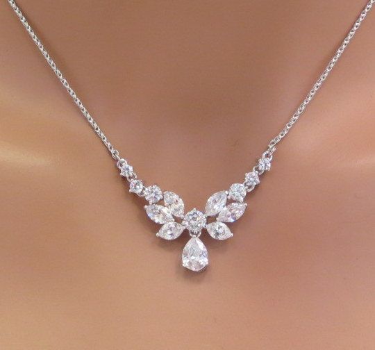 simple bridal necklace bridal rhinestone by theexquisitebride JBXLGOV