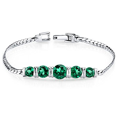 simulated emerald bracelet sterling silver 3.50 carats 5 stone design JRBJFFG