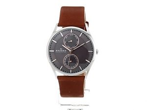 skagen menu0027s skw6086 holst saddle leather watch JEFECGR