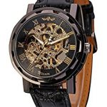 skeleton watch mudder menu0027s mechanical elegant skeleton dial wrist watch, black HEGXMSL